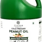 Jivika Cold Pressed Peanut Oil 5 Litres | Unrefined | Kolhu/Kacchi Ghani/Chekku | Natural | Chemical-Free | Cold Pressed Groundnut Oil for Cooking - Fast Shipping to USA & Canada