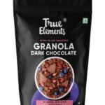 True Elements Granola Dark Chocolate 400g - Baked Granola | Almonds, Berries & Dark Chocolate | Granola for Breakfast | High Fibre Cereal | Diet Snack - Fast Shipping to USA & Canada