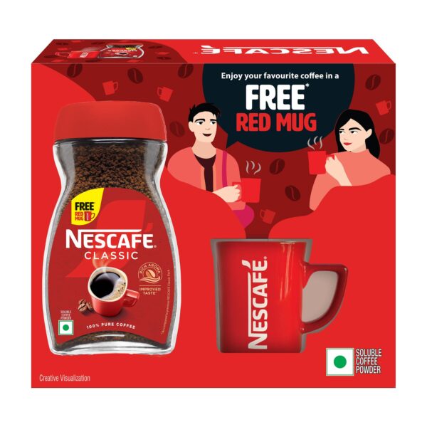 NESCAFE Classic Instant Coffee Powder | Great start to your morning | 100% Pure Coffee | Free Red Mug | 180g Jar (Weight may vary upwards) - Fast Shipping to USA & Canada