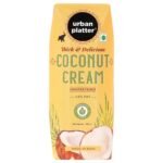 Urban Platter Unsweetened Coconut Cream, 250ml [ 23% Fat, Additive-Free, Made in India, 100% Pure & Thick, Clean Label] - Fast Shipping to USA & Canada