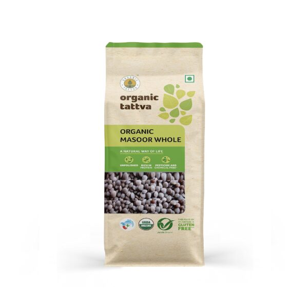 Organic Tattva, Organic Masoor Dal Whole / Sabut, 500g - Fast Shipping to USA & Canada