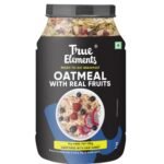 True Elements Whole Oatmeal 1kg | Overnight Oats | Breakfast Food | Healthy Diet | Oatmeal for breakfast | Oats with Chia Seeds, dryfruits and nuts | No added refined sugar | 68% Rolled Oats, Chikoo, Banana, Fig, Strawberry, Apple | 9.8g Protein - Fast Shipping to USA & Canada
