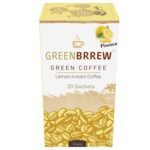 Greenbrrew Lemon Instant Coffee Premix | 100% Unroasted Arabica Coffee Beans | Green Coffee Extract ("PL-AAA") + Probiotics | Hot & Cold Coffee | 20 Sachets, 60g - Fast Shipping to USA & Canada