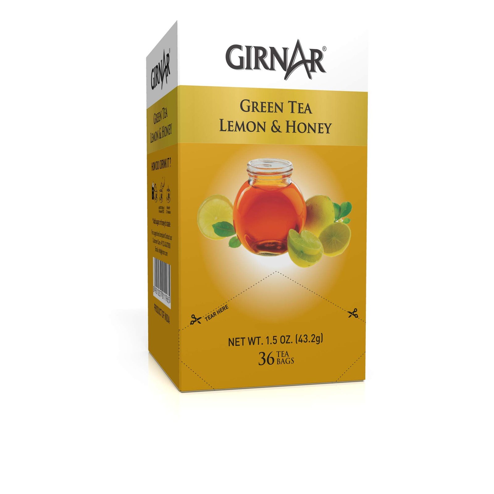 Version 1.0.0 Girnar Green Tea Lemon & Honey (36 Tea Bags) - Fast Shipping to USA & Canada - Image 1