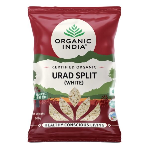 ORGANIC INDIA Low Fat and Rich in Iron Organic Urad Dhuli Split (white) -500gm - Fast Shipping to USA & Canada