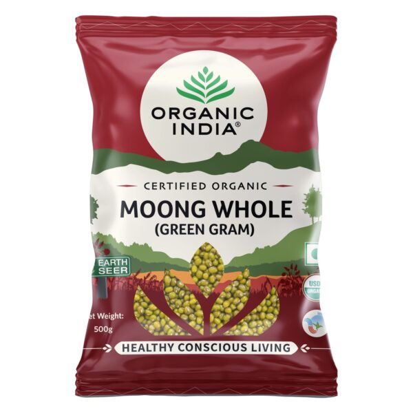 ORGANIC INDIA Rich in Proteins & Dietary Fiber, Delicious in Taste Moong Whole (Green Gram) 500gm - Fast Shipping to USA & Canada