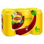 Lipton Red Fruits Ice Tea Drink, 320 ml, 6 Pack, Red & Yellow (816) - Fast Shipping to USA & Canada