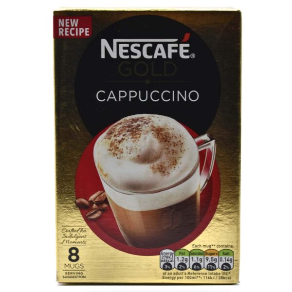 Nescafe Gold Cappuccino, 8 Mugs - 136g (8x17g) - Fast Shipping to USA & Canada