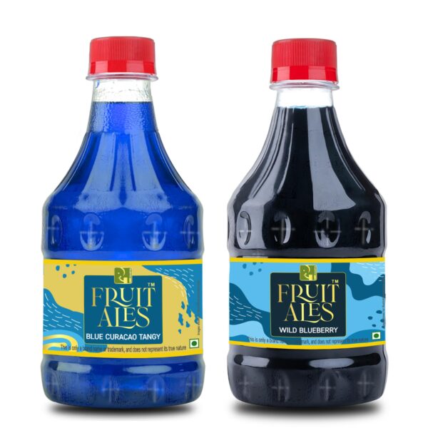 Dhampure Speciality Assorted Mocktail Syrup Mixer - Blue Curacao & Wild Blueberry Flavouring Syrup - 600Ml (2 X 300Ml) | Makes 12-15 Drinks Per Bottle - Fast Shipping to USA & Canada