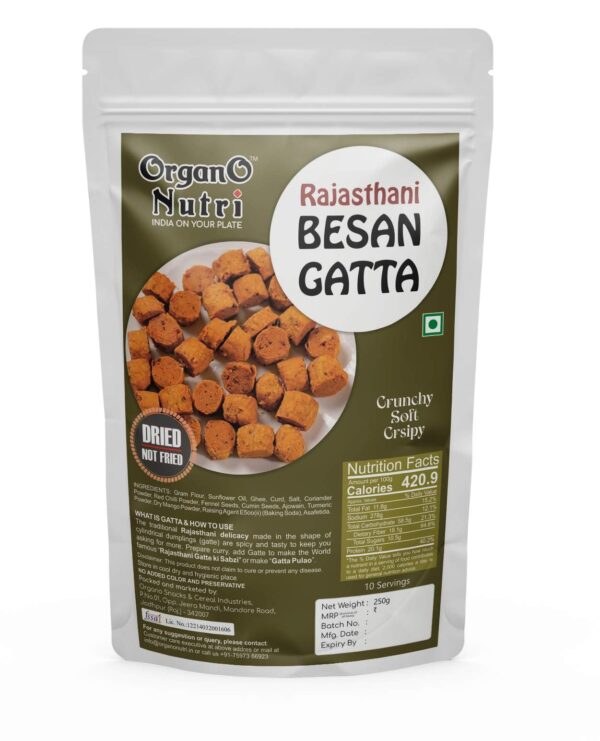 Organo Nutri Non Fried Rajasthani Besan Gatta|Non Fried Masala Gatta|Non Fried Marwadi Gatte|Gatte Ki Sabzi|Ready To Cook|Dried Not Fried|250G,Pack Of 1 - Fast Shipping to USA & Canada