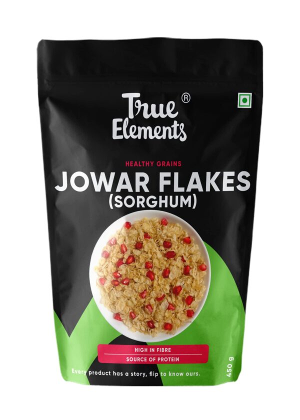 True Elements Jowar Flakes 450gm - Plain Jowar Flakes | Fiber Rich Jowar Flakes | Millet Flakes for Breakfast | Healthy Cereal for Breakfast | Gluten Free - Fast Shipping to USA & Canada