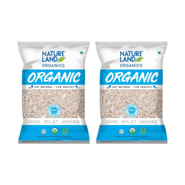 Natureland Organics Urad Dal/Split Washed 500 Gm (pack of 2) Total 1 KG - Organic Healthy Pulses - Fast Shipping to USA & Canada