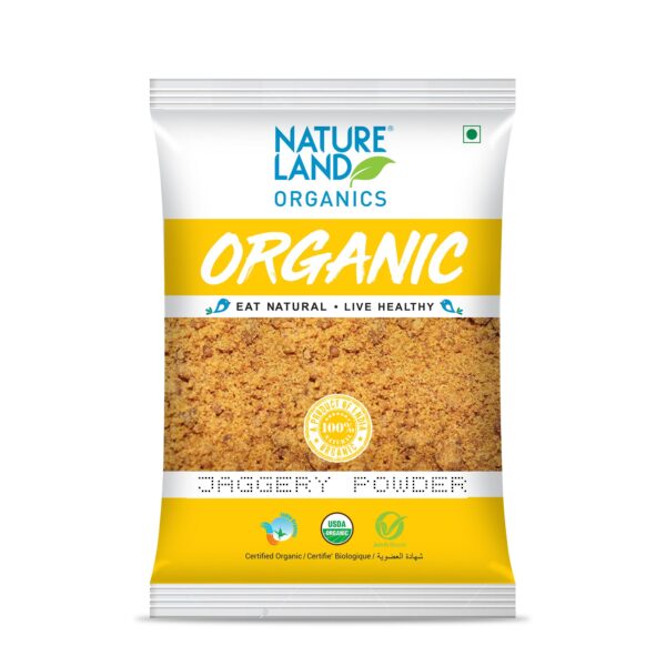 Natureland Organics Jaggery (Gud) Powder 500gm - Organic Jaggery Powder - Fast Shipping to USA & Canada