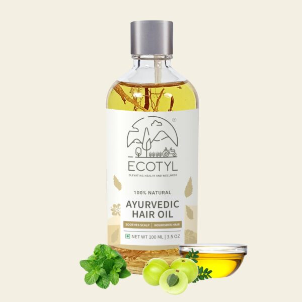 Ecotyl Ayurvedic Hair Oil | Infused with 10+ Herbs | For Hair Fall Control & Hair Growth | 100ml - Fast Shipping to USA & Canada