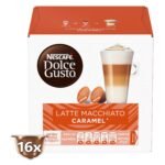 Nescafe Dolce Gusto Latte Macchiato Caramel 16 Capsule (8 Coffee Creamer + 8 Coffee), 145.6g - Fast Shipping to USA & Canada