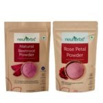 Neuherbs Natural Beetroot Powder and Rose Petal Powder (100g Each) for Men and Women | Skin & Hair Care Combo | Rich in Antioxidants, Fiber and Vitamin C | 100% Pure and Natural | Non GMO - Fast Shipping to USA