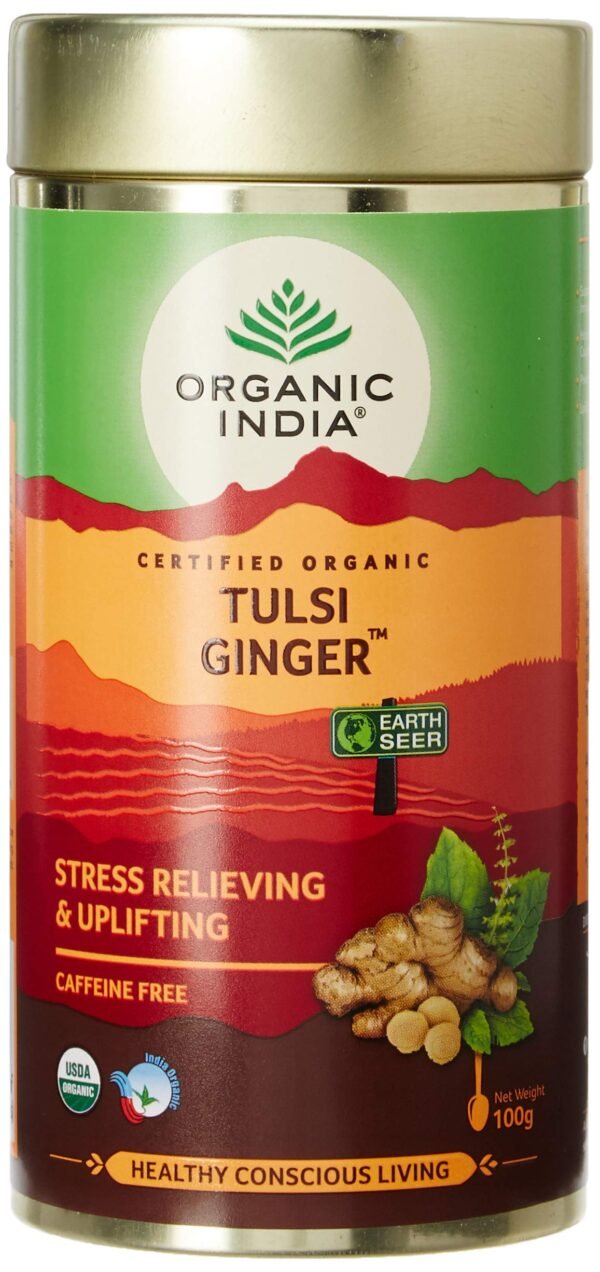 Organic India Tulsi Ginger 100 GM Tin - Fast Shipping to USA & Canada