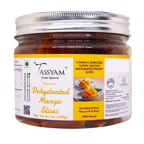 Tassyam Dehydrated Mango Slices 250g Jar | Vacuum Dehydrated