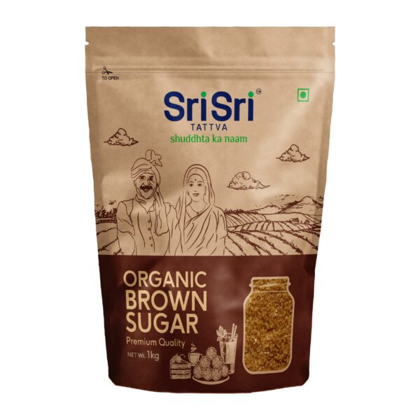 Sri Sri Tattva Organic Brown Sugar - 1kg (Pack of 1) - Natural & Refined Cane Sugar - Prime Quality - Rich in Minerals - Fast Shipping to USA & Canada