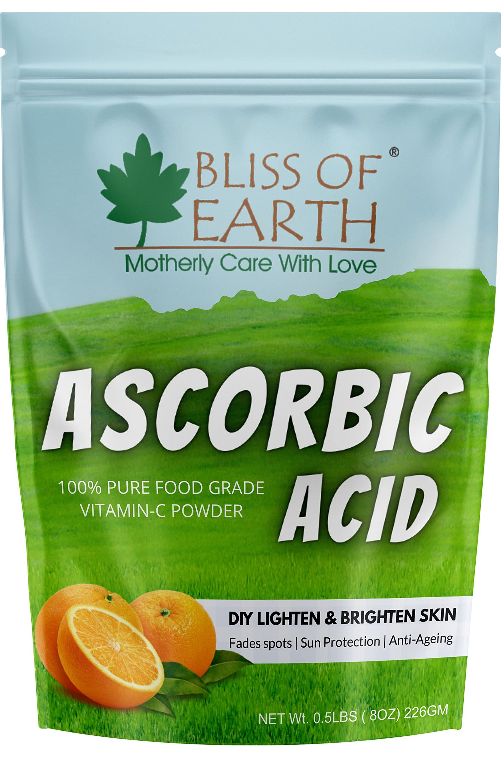 Version 1.0.0 Bliss of Earth Ascorbic Acid Powder Pure Food Grade Vitamin-C Rich Powder boost immunity, Skin,face, Cosmetic & DIY Products 226GM - Fast Shipping to USA - Image 1