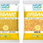 Natureland Organics Moong Dal Yellow/Split Washed 500 Gm - Organic Healthy Pulses & Natureland Organics Arhar/Toor Dal 500 Gm - Organic Healthy Pulses - Fast Shipping to USA & Canada