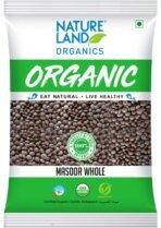 Natureland Organics Masoor Whole/Sabut Pouch, 1 kg - Fast Shipping to USA & Canada