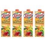 DABUR Real Masala Mixed Fruit Juice - 1L (Pack Of 4) | No Added Preservatives, No Artificial Colours & Artificial Flavours | Goodness Of Best Fruits With Chatpata Masala, Daily Dose Of Fruit Nutrition - Fast Shipping to USA & Canada