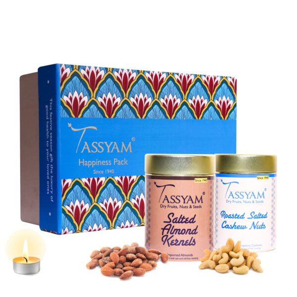 Tassyam Dry Fruit Gift Set | Perfect Festival Gift Box | Salted Dry Fruits | Salted Cashews and Almonds | Premium Dry Fruits | Dry Fruit Gift Box | Wellness Gift Hamper | Salted Kaju and Badam