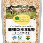 Bliss of Earth USDA Organic Unpolished Sesame Seeds 1kg White For Eating, Raw Til Seeds - Fast Shipping to USA & Canada