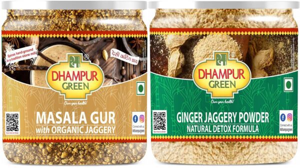 Dhampure Speciality Spiced Jaggery Powder - Masala Gur For Chai And Ginger Jaggery Powder, 550G - Fast Shipping to USA & Canada