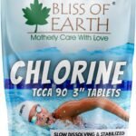Bliss of Earth Japanese Chlorine Tablets 3" Size for Clean & Clear Swimming Pool, Kills Bacteria & Stops Algae, Pool Disinfectant 5 Chlorine Tablets 5x200gm - Fast Shipping to USA