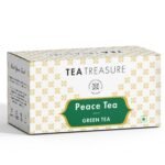Tea Treasure Peace Jasmine Flower Green Tea Antioxidants Rich Calming and Soothing, 25 Pyramid Tea Bags - Fast Shipping to USA & Canada