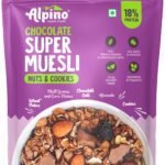 ALPINO Chocolate Super Muesli Nuts & Cookies 400g - 70% Whole Grains & Chocolate Oats, 13% Nuts & Cookies - High in Protein, Source of Fibre ? as Seen on Shark Tank India - Fast Shipping to USA & Canada