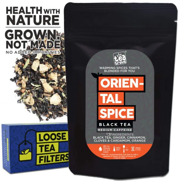The Tea Trove Oriental Spice Tea with Loose Tea Filter for Weight Loss(100 Gm,50 Cups) - Fast Shipping to USA & Canada