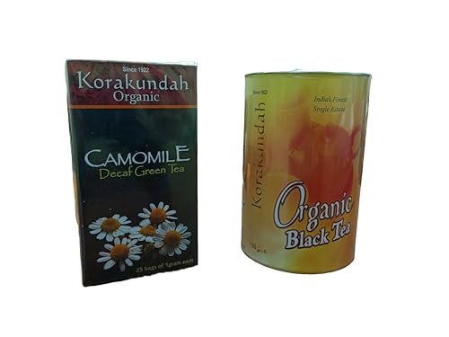 Version 1.0.0 KORAKUNDAH Decaf Green Tea Dip Tea 25 g | KORAKUNDAH Organic Black Tea in Canister 100 g | Pack of 2 | Total 125 g | India's Finest Chamraj Nilgiri Tea - Fast Shipping to USA & Canada - Image 1