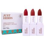 Just Herbs Ayurvedic Creamy Matte Half-Size Lipstick Kit - Peachy Pink Coral & 1.8gm x 3 - Fast Shipping to USA & Canada - Image 2