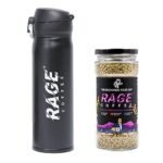 Rage Coffee - 100 Gms Jar & Flask Combo - Premium Arabica Instant Ground Coffee Infused with Natural Vitamins - Fast Shipping to USA & Canada