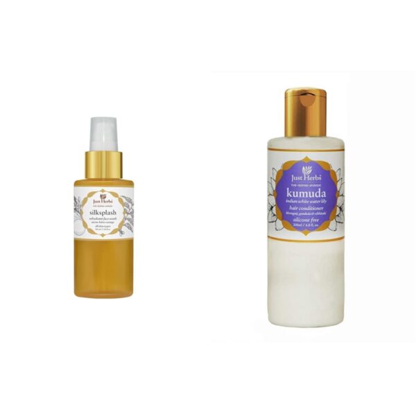Just Herbs Silksplash Neem-Orange Rehydrant Face Wash, 100Ml And Kumuda Indian White Waterlily Conditioner, All, 200Ml, Count - 2 - Fast Shipping to USA & Canada