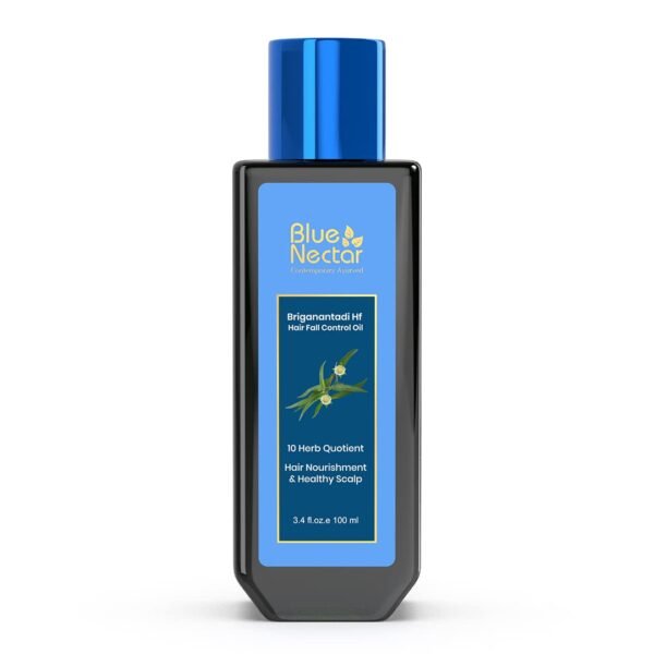 Blue Nectar Briganantadi Hair Fall control & Healthy Scalp Oil | Plant Based Non Sticky Hair Oil for Hair growth | Perfect Hair Fall Oil for Women & Men (9 Herbs, 100 ml) - Fast Shipping to USA & Canada