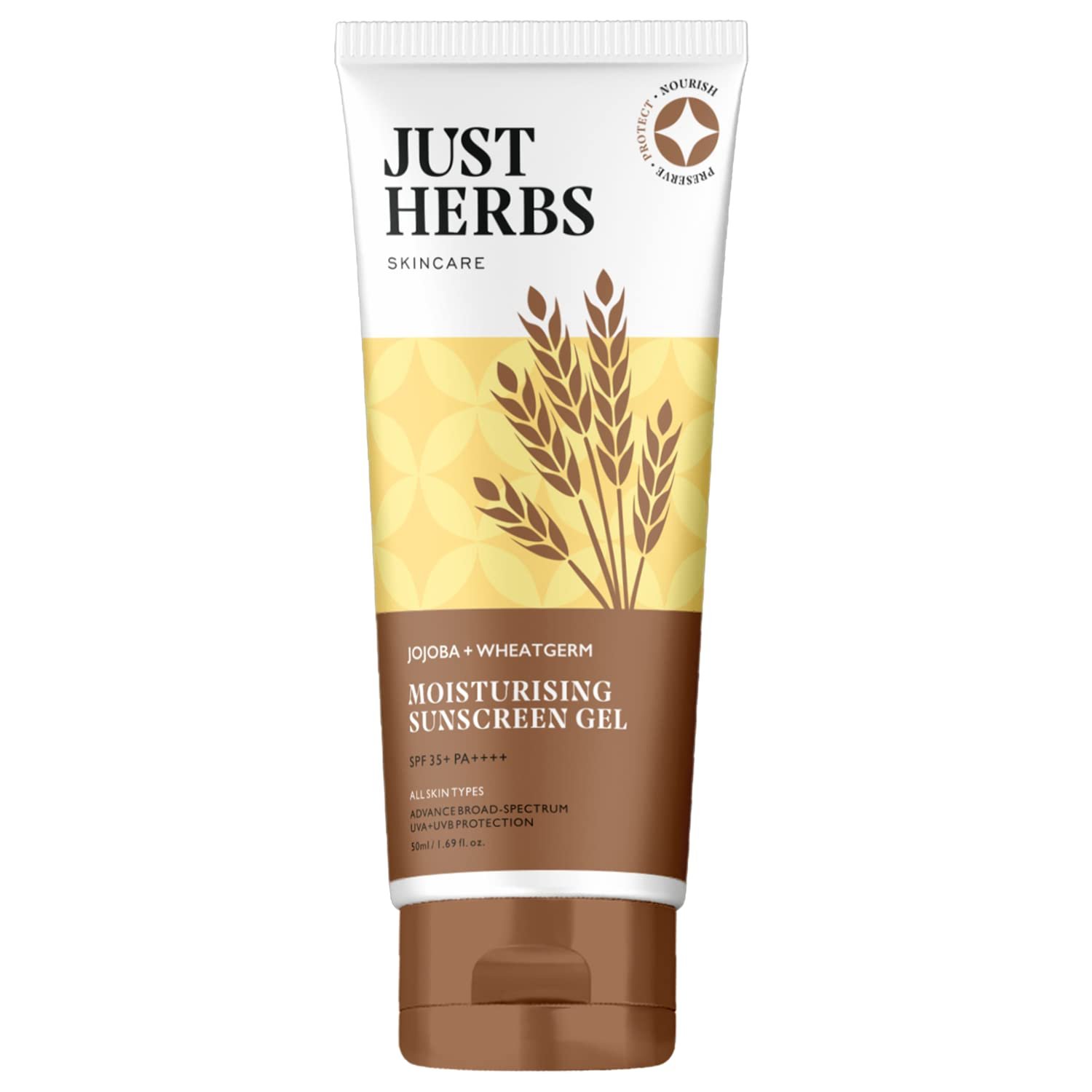 Version 1.0.0 Just Herbs SPF 35+ Nosun Sunscreen Gel with Jojoba & Wheatgerm, Easy to Absorb Lightweight Formula with Broad Spectrum PA 35++++ | for Sun Damaged & All Skin Type for Men & Women - Fast Shipping to USA & Canada - Image 1