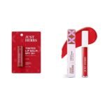 Just Herbs Tinted Lip Balm for Men and Women with SPF 20+ for Dark Lips to Lighten 4 g (Cherry) & Just Herbs Liquid Sindoor Long Lasting Quick Dry 5g (Ruby Red) Combo - Fast Shipping to USA & Canada