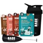 Rage Coffee - Silk Blend Assorted Sachets, Pack of 15 (3 Classic, 4 Creamy Hazelnut, 4 Vanilla Velvet & 4 Belgian Chocolate) + Multi-purpose Shaker 400 ml & Frother - Fast Shipping to USA & Canada - Image 2
