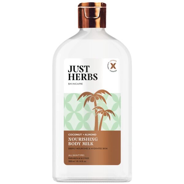 Just Herbs Nourishing Body Milk with Coconut & Almond for Men & Women | Hydrating Body Lotion for Winter Dryness- 300 ml