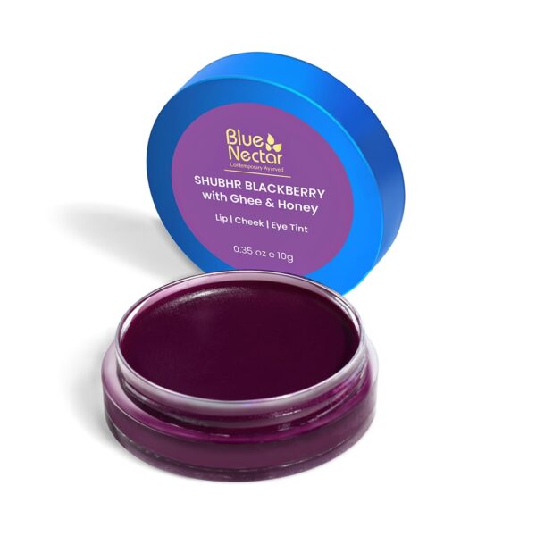 Blue Nectar Lip Tint Stain for Luscious Tinted Lips | Natural Blackberry Lip Moisturizer for Dry Skin | Organic Lip, Cheek & Eye Tint (10g) - Fast Shipping to USA & Canada
