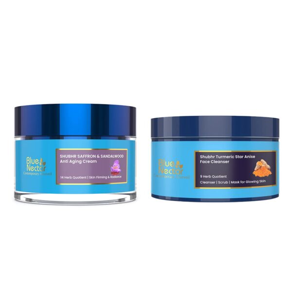 Blue Nectar Anti Aging Saffron Sandalwood Cream Women And Turmeric Face Ubtan, 2 Count - Fast Shipping to USA & Canada