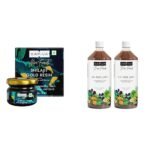 Kapiva Shilajit Gold Resin - 20g Helps in boosting Stamina Contains 24 Carat Gold & Kapiva Dia Free Juice, 1L Clinically Proven Blood Sugar Care Amla, Karela, Jamun, Guduchi & 7 More (Pack of 2) - Fast Shipping to USA & Canada