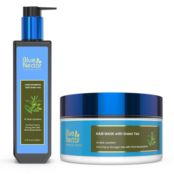 Blue Nectar Green Tea Anti Frizz Hair Shampoo & Mask for Dry & Frizzy Hair For Women & Men