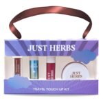 Just Herbs Travel Touch Up Kit Lightweight and Travel Friendly Gift Set of (Liquid Lipstick, Perfume, Lip Cheek Tint & Lip Gloss) - Fast Shipping to USA & Canada