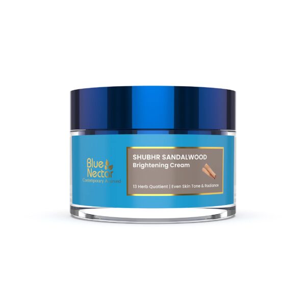 Blue Nectar Ayurvedic Sandalwood Radiance and Skin Brightening Cream Moisturizing Day Cream for Women for Daily Use Plant Based Face Cream for Women (13 Herbs, 50g) - Fast Shipping to USA & Canada