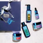 Blue Nectar Bestsellers Gift Set for Women & Men | Kumkumadi Face Serum, Anti Aging Cream, Hair Oil, Face Wash & Scrub | Gift Box for Birthday, Anniversary & Special Occasions | For All Skin Types